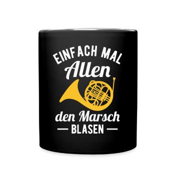 Waldhorn Marsch Hornist Orchester Horn Musiker - Tasse einfarbig - Schwarz - Vorne