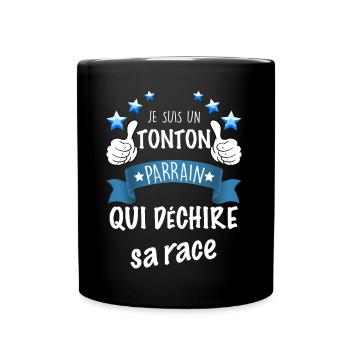 Tonton Parrain Que j'aime Expression Drôle - Mug uni - noir - Devant