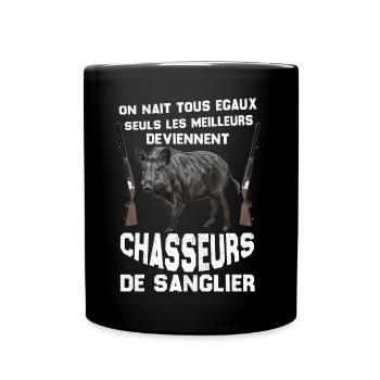 Chasseurs De Sanglier Humour Papa Aime La Chasse - Mug uni - noir - Devant