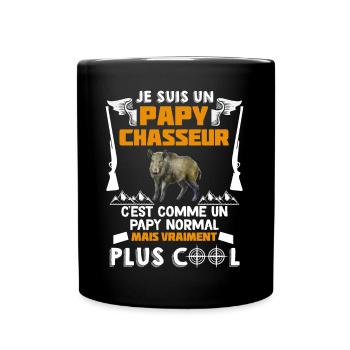 Papy chasseur cool Chasse Sanglier - Mug uni - noir - Devant