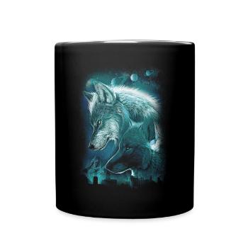 WOLVES PLANET SPACE SPIRITUALITY - Full Colour Mug - black - Front
