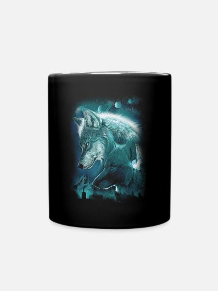WOLVES PLANET SPACE SPIRITUALITY - Full Colour Mug - black