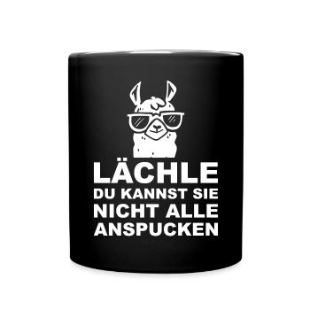 Lächle du kannst sie nicht alle Alpaka Sprüche - Tasse einfarbig - Schwarz - Vorne