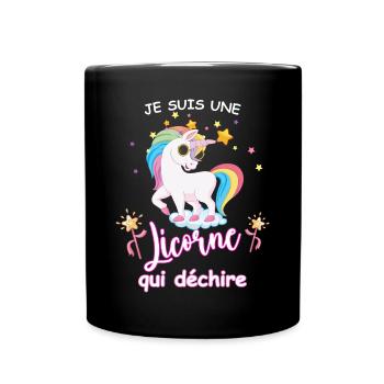 Je suis une licorne qui déchire - Mug uni - noir - Devant