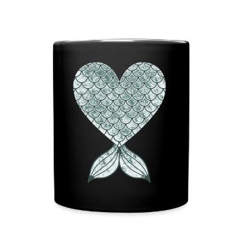 Fischherz-Design für Fisch-Fans - Tasse einfarbig - Schwarz - Vorne