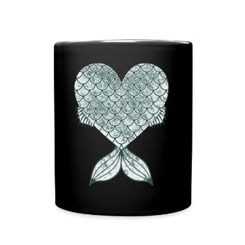 Fischherz-Design für Fisch-Fans - Tasse einfarbig - Schwarz - Vorne