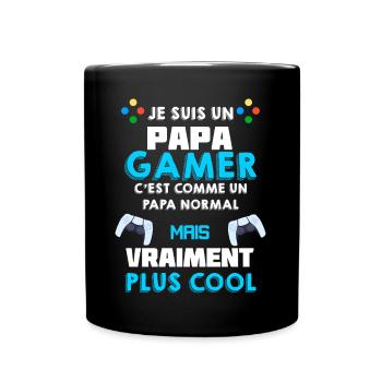 Papa Et Manette De Jeux Vidéo Papa Gamer - Mug uni - noir - Devant