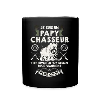 Papy Chasseur Cool Sanglier Cadeau Papa - Mug uni - noir - Devant