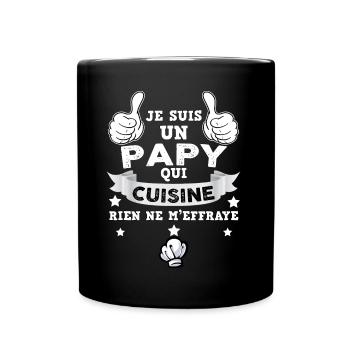 Papy Est A La Cuisine Humour Fête Grand-Père - Mug uni - noir - Devant