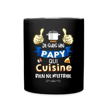 Papy à la Cuisine C'est de La balle - Mug uni - noir - Devant