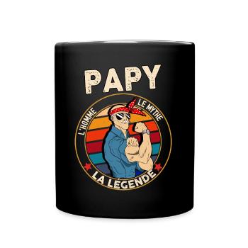 Papy le mythe la legende Humour Fête Grand-Pères - Mug uni - noir - Devant