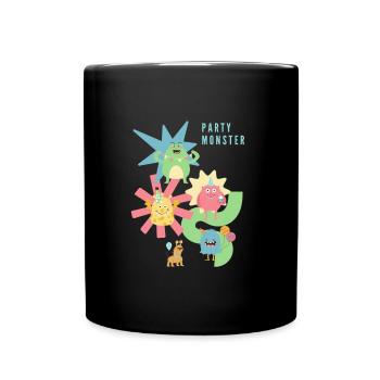 Happy Birthday Party Monster. Geburtstag - Tasse einfarbig - Schwarz - Vorne