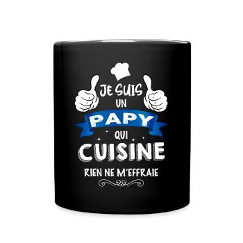 Papy qui cuisine Cadeau Humour Papi Cuisinier - Mug uni - noir - Devant