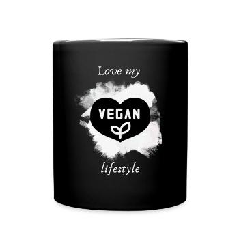 Vegan Living Love My Vegan Lifestyle - Full Colour Mug - black - Front