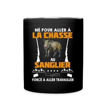 La chasse au sanglier c'est mon boulot - Mug uni - noir - Devant
