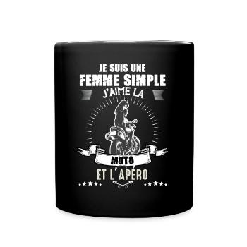 Femme Moto Humour Motarde De Caractere Apéro - Mug uni - noir - Devant