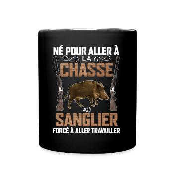 Homme Né Pour La Chasse Au Sanglier - Mug uni - noir - Devant