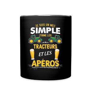 Tractor and aperitifs We don't like it Daddy gift - Full Colour Mug - black - Front