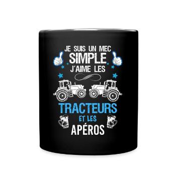 Tracteur Et Apéros Le Combo Parfait Cadeau Homme - Mug uni - noir - Devant