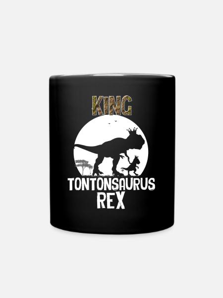 Tonton King tontonsaurus Rex Cadeau Oncle - Mug uni - noir