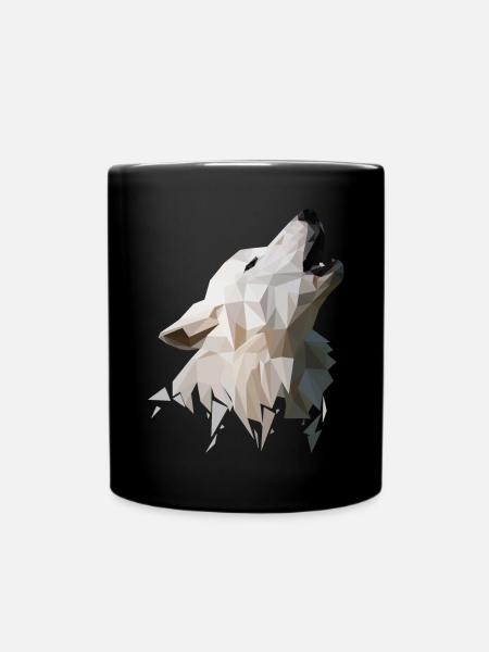 Wolf Polygon Modern - Tasse einfarbig - Schwarz