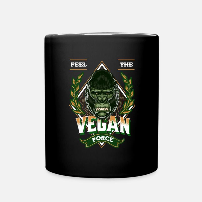 Vegan Force Design - Tasse einfarbig - Schwarz