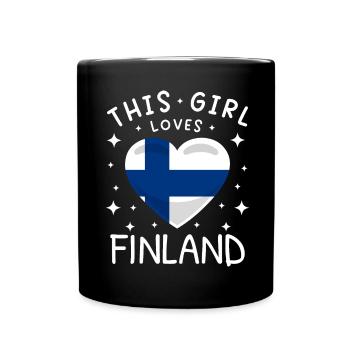 Finnland Flagge Suomi Finnische Fahne Herz Spruch - Tasse einfarbig - Schwarz - Vorne