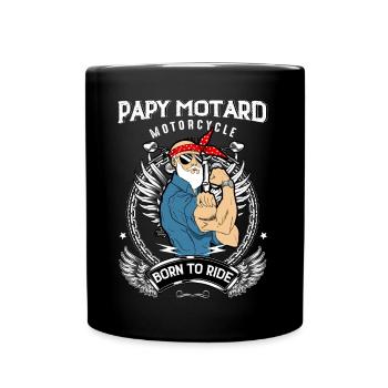 Papy Motard Barbu Vintage Et Drôle - Mug uni - noir - Devant