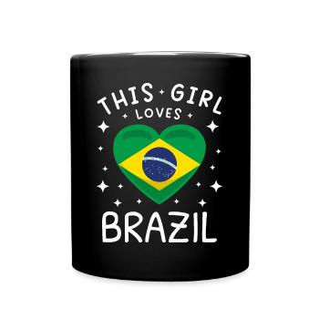 Brasilien Flagge Brasilianische Fahne Südamerika - Tasse einfarbig - Schwarz - Vorne