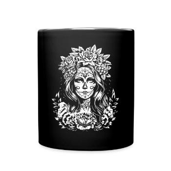 Dia de los Muertos Halloween Mexiko Kostüm Frau - Tasse einfarbig - Schwarz - Vorne