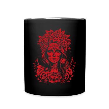 Dia de los Muertos Halloween Mexiko Kostüm Frau - Tasse einfarbig - Schwarz - Vorne