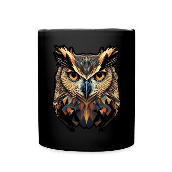 Hibou Nuit Oiseau Forêt Plumes d’oiseaux Nuit Insomnie - Mug uni - noir - Devant