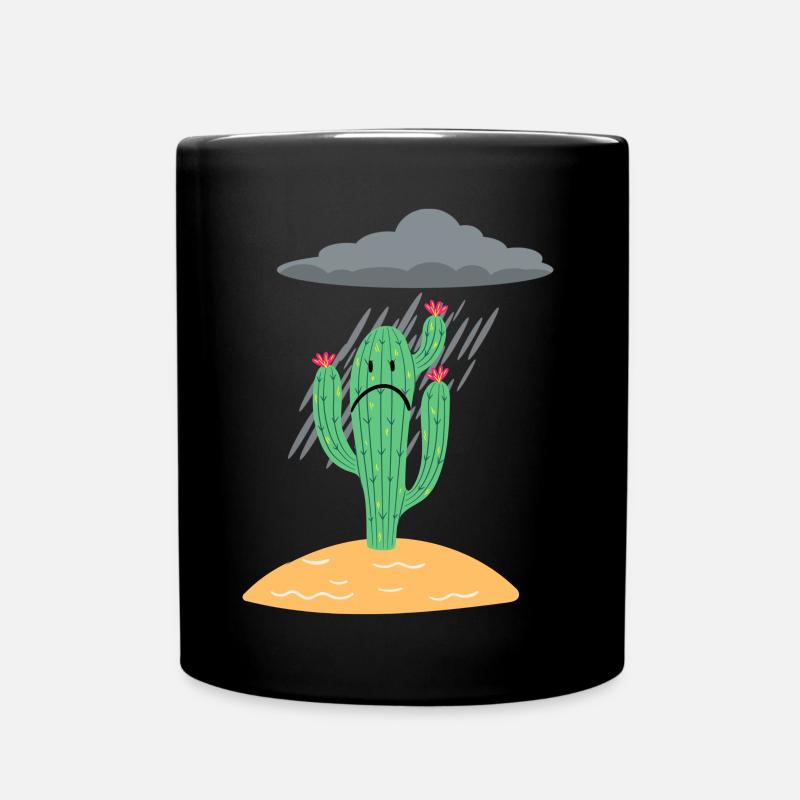 Kaktus mit Regenwolke - Tasse einfarbig - Schwarz