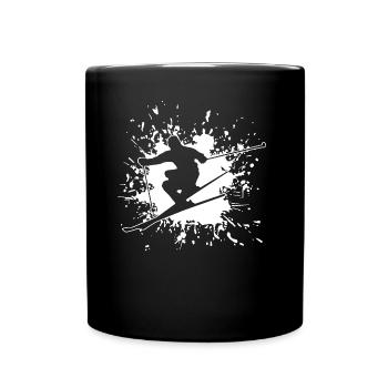 Skiing Ski Spruch Geschenk - Tasse einfarbig - Schwarz - Vorne