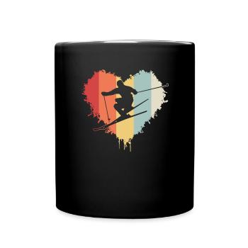 skiing Ski fahren Apres Ski Geschenkidee Herz - Tasse einfarbig - Schwarz - Vorne