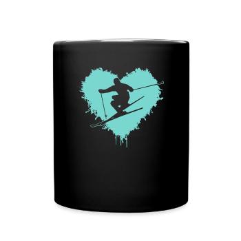 Ski Skiing Sprch Ski fahren Geschenk - Tasse einfarbig - Schwarz - Vorne