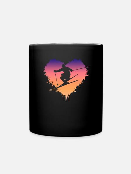 Skiing Ski fahren Skifahrer - Tasse einfarbig - Schwarz