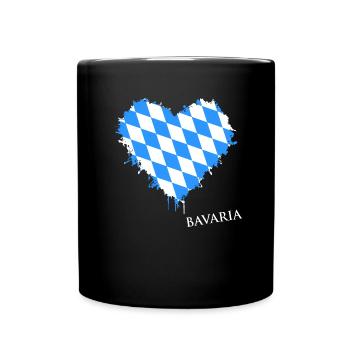 Bayern Herz Bavaria - Tasse einfarbig - Schwarz - Vorne