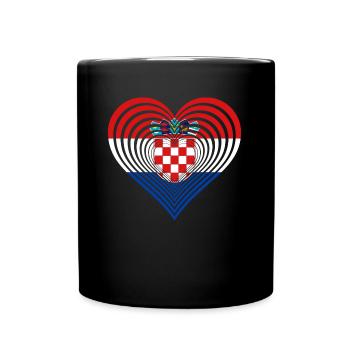 Kroatien Heart Herz mit kratischer Flagge Kroatien - Tasse einfarbig - Schwarz - Vorne