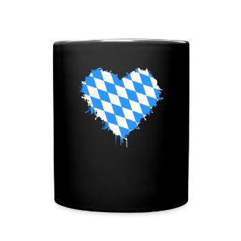 Bayern Herz Wappen Freistaat - Tasse einfarbig - Schwarz - Vorne