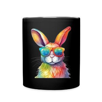 Lapin coloré cool avec des lunettes de soleil lapin - Mug uni - noir - Devant