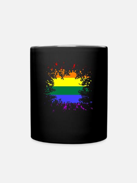 LGBTQ, Regenbogen, Pride, Splash - Tasse einfarbig - Schwarz
