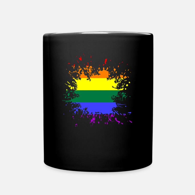 LGBTQ, Regenbogen, Pride, Splash - Tasse einfarbig - Schwarz