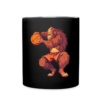 Orang-Utan Basketballspieler - Tasse einfarbig - Schwarz - Vorne