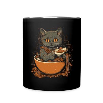 Cat Kitten Cat Japanese Ramen Cat - Full Colour Mug - black - Front