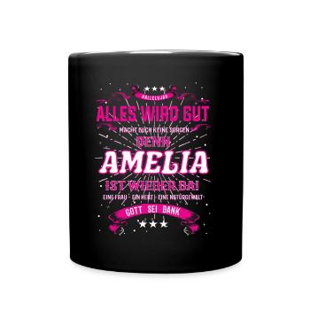 Amelia Design, alles wird gut - Tasse einfarbig - Schwarz - Vorne