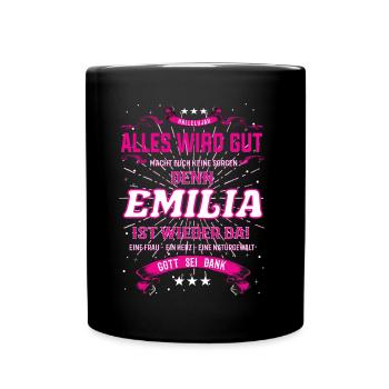 Emilia Design, alles wird gut - Tasse einfarbig - Schwarz - Vorne