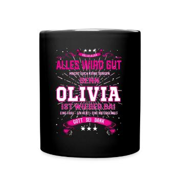 Olivia Design, alles wird gut - Tasse einfarbig - Schwarz - Vorne