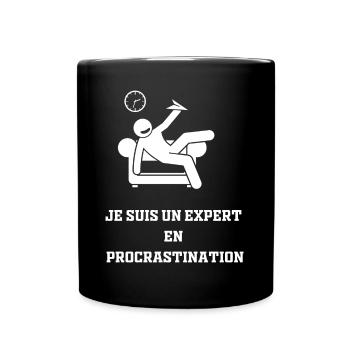 Je suis un expert en procrastination - Mug uni - noir - Devant
