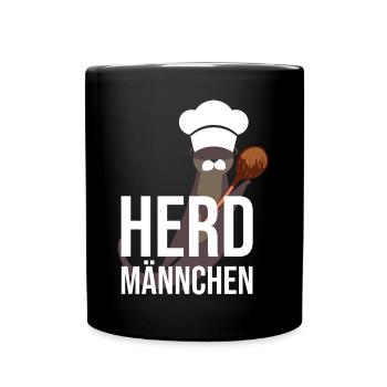 Herdmännchen Koch Kochschürze Hobbykoch Küche - Tasse einfarbig - Schwarz - Vorne